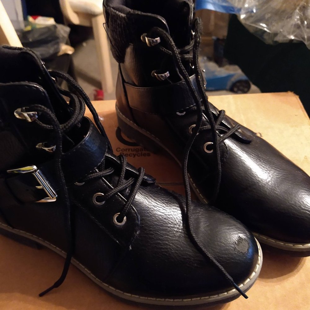 Nautica Black leather like boots Size 8.5